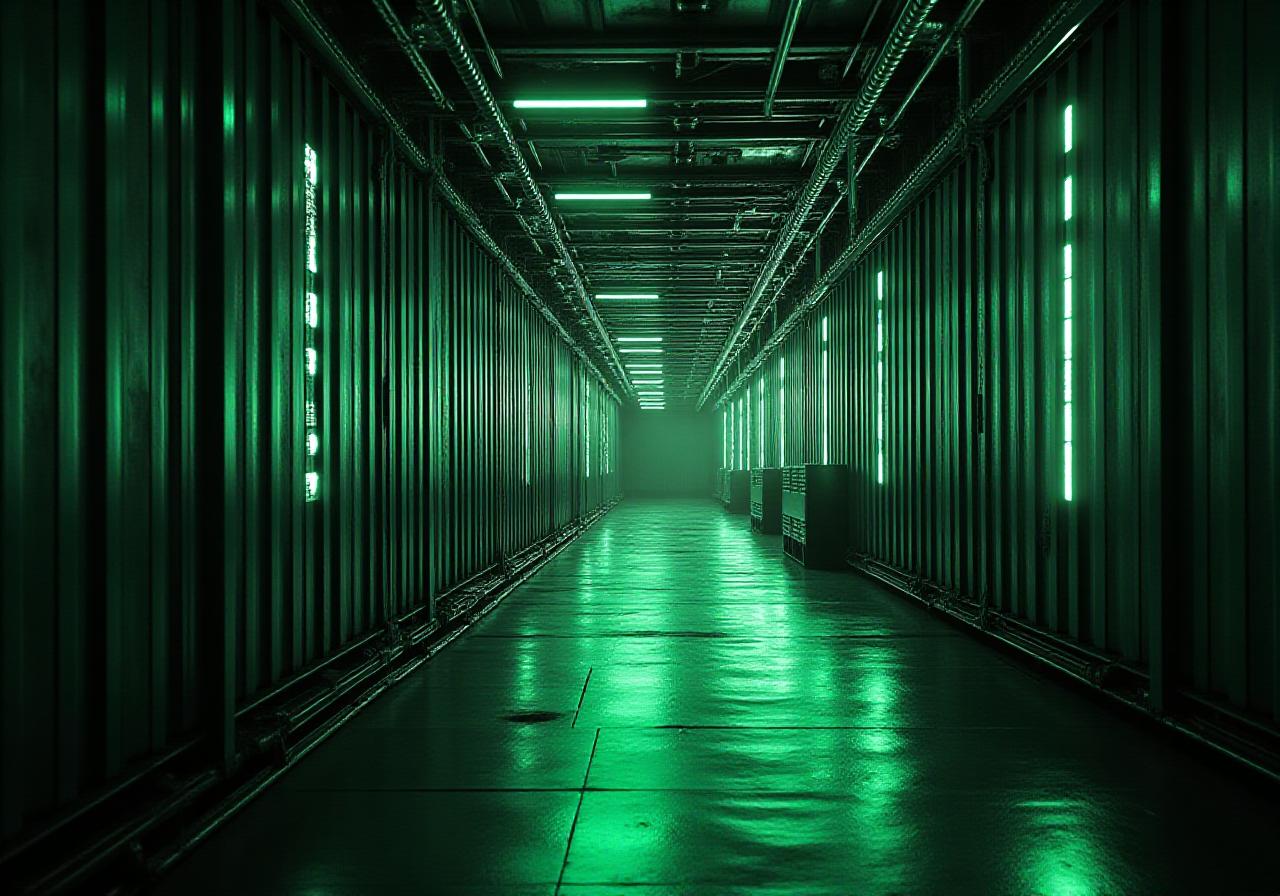 Abstract representation of digital security and logistics nodes